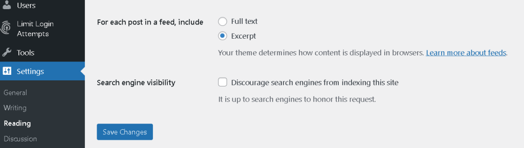 Checking WordPress Visibility Settings