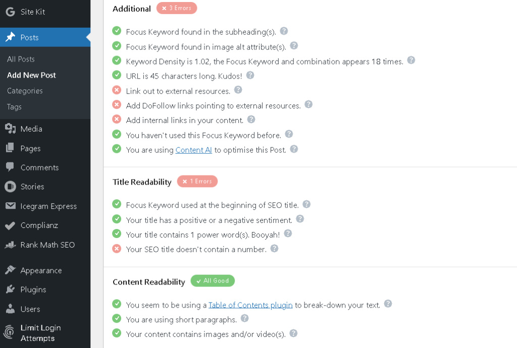 Rank Math SEO plugin seo settings