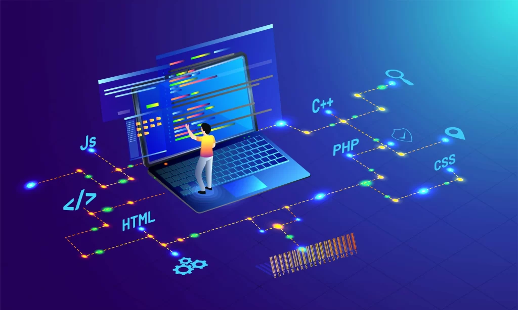 Challenges of Object-Oriented Programming a person using computer illustrasion